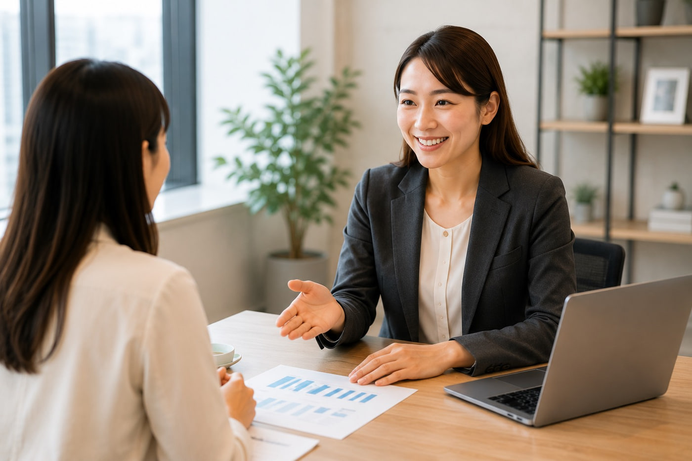 キャリアについて面談する担当者と求職者